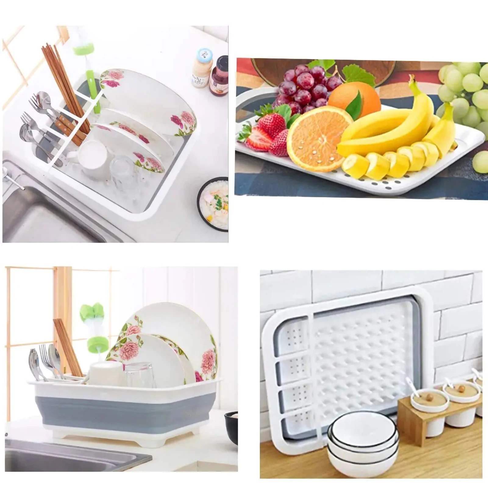 Dish Drying Rack Folding Household Storage Holder Portable Bowl Tableware Lid Drain Rack Kitchen Accessories Organizer