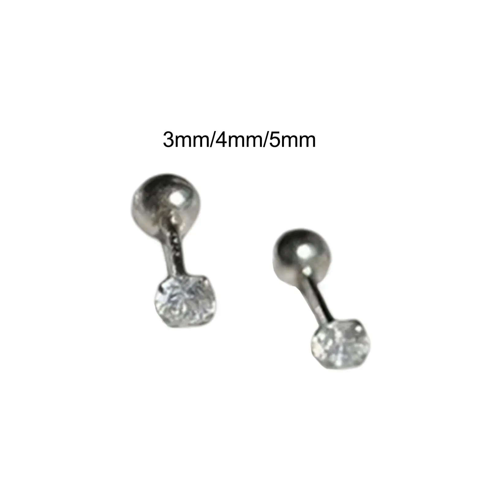 Stylish Zircon Stud Earrings Round Double Wear Barbell Helix Tragus Cartilage for Women Girls Event Ready