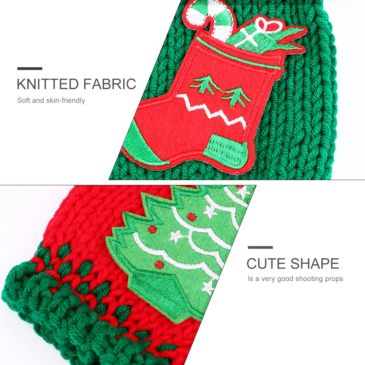 

1Set Xmas Baby Photo Clothing Classic Red Green Knitted Costume Newborn Friendly Photo Outfits Cute Christmas Themed Props