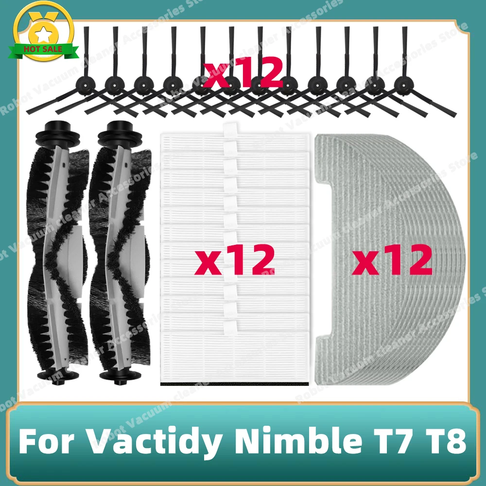 

Compatible For Vactidy Nimble T7 T8 Robot Vacuum Cleaner Main Side Brush Hepa Filter Mop Cloth Replacement Accessories Parts