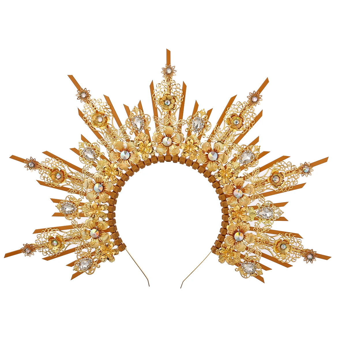 ゴシックヘイロークラウンロリータヘッドバンドハロウィンヴィンテージ太陽の女神バロックヘイローかぶと