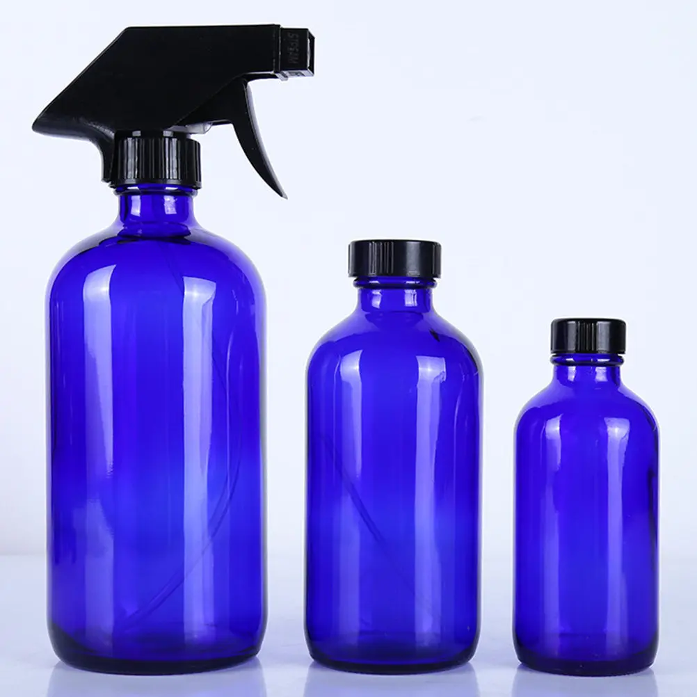 1Set Spray Bottles 500Ml Glass Refillable Portable Subpackaging Bottle for Travel Skincare Perfume Mist Sprayer Container Blue