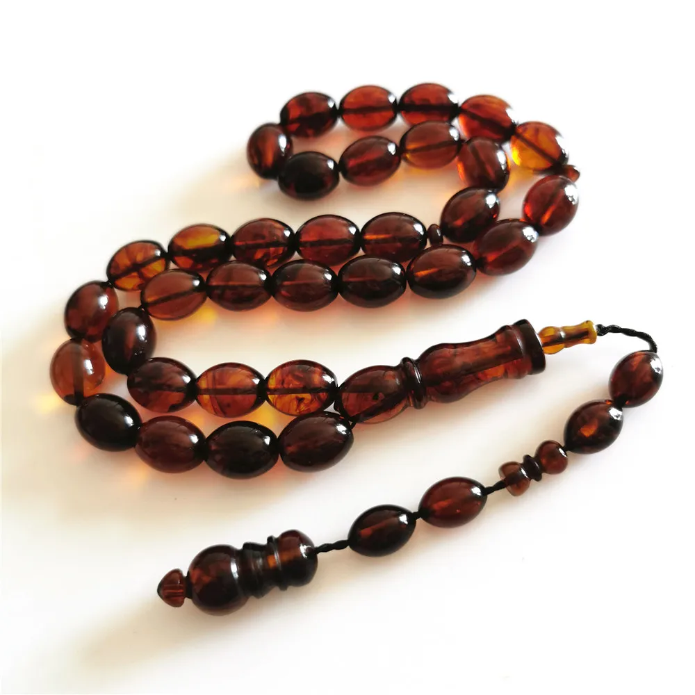 

islamic rosary misbaha Islam Gifts Coffee resin Amber oval shape 11*14mm 33 Prayer Beads Muslim Tasbih Tasbeeh wholesale