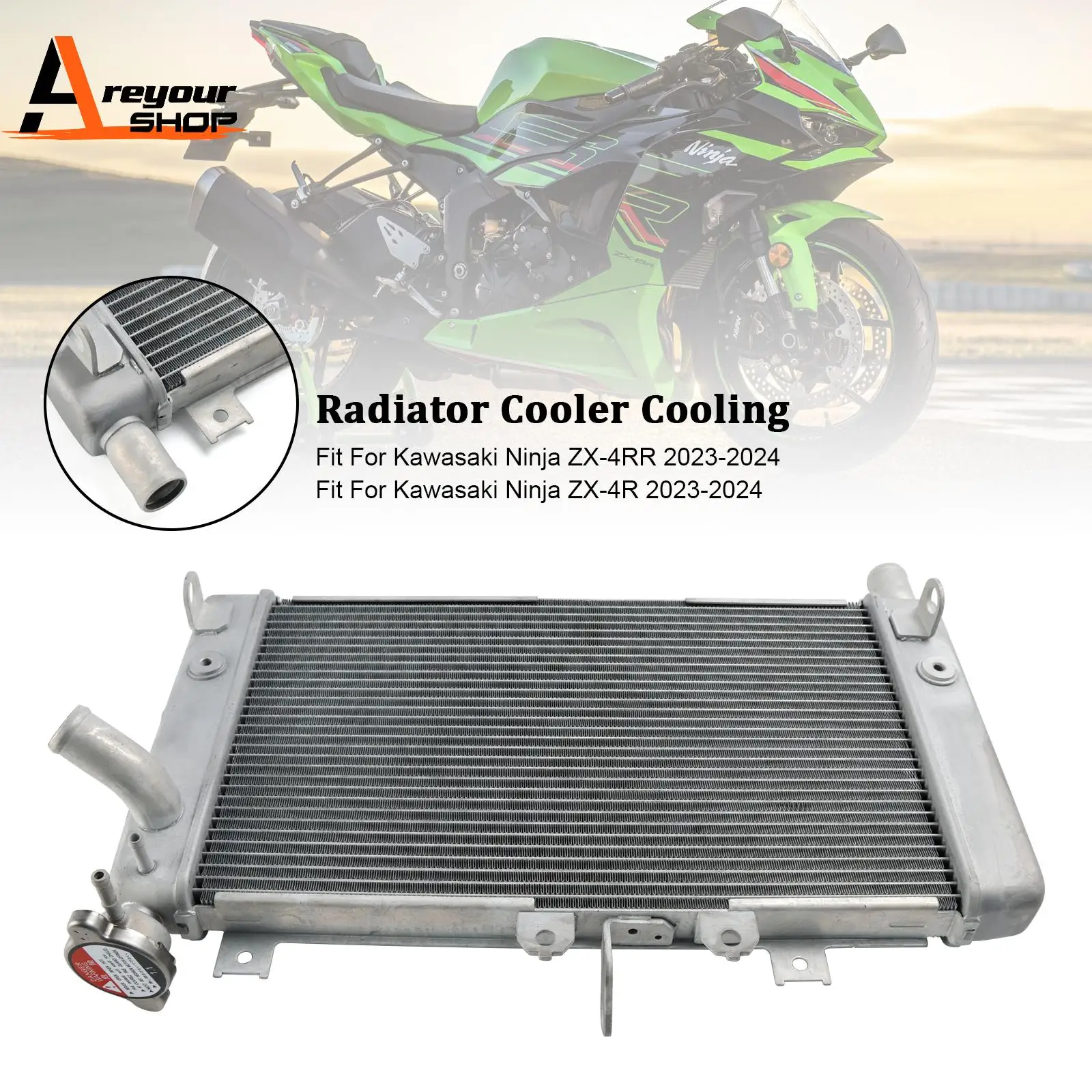 

39060-0758 радиатор охлаждения двигателя кулер для Kawasaki ZX-4R 2023 2024