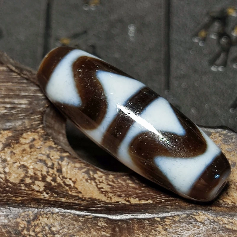 Tibetan Black/White Tiger's Teeth Totem Horseshoe Weathered Oily Agate Dzi Beads for Men&Women Jewelry Bracelet Necklace DIY