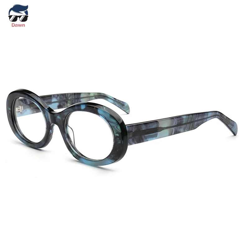 

Oval Cat-Eye Acetate Glasses Handcrafted Retro Ink-Wash Texture Unisex Optical Frames Vintage Fashion Eyewear for Women Men