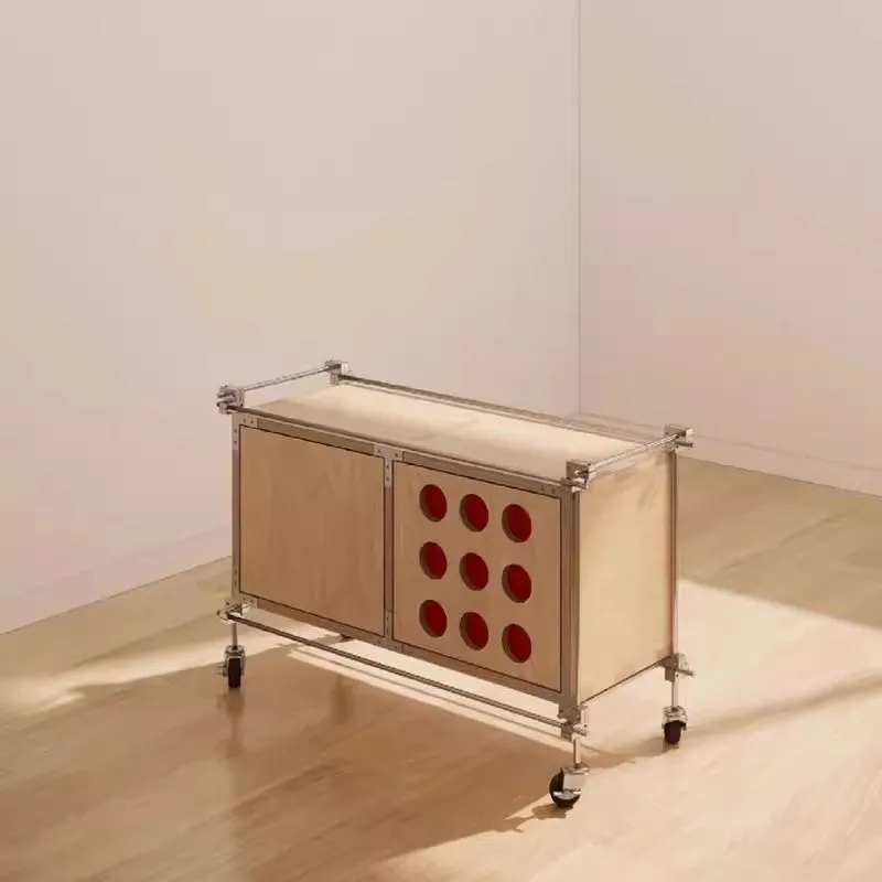 

Simple retro ocean board storage cabinet removable small side locker optical axis storage cabinet wall side cabinet