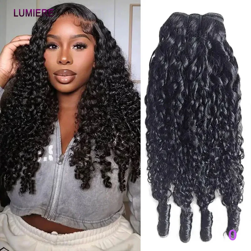 Extensions de cheveux humains bouclés Pixie Birmanes, double épaisseur, ondulations profondes, tissage de cheveux bruts vietnamiens avec pointes à ressort de qualité