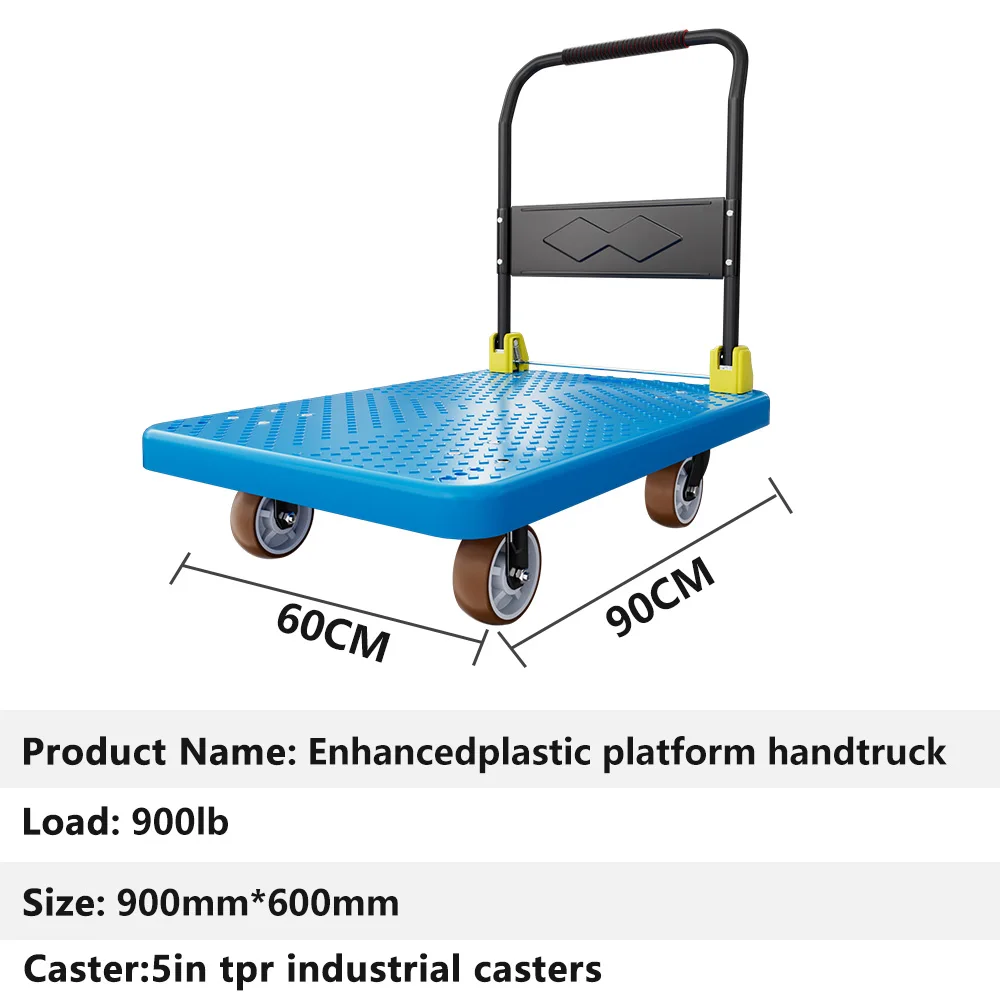 90*60cm 500kg Industrial Plastic Foldable Warehouse Platform hand push trolley tool dolly moving Truck cart trolley for carrying