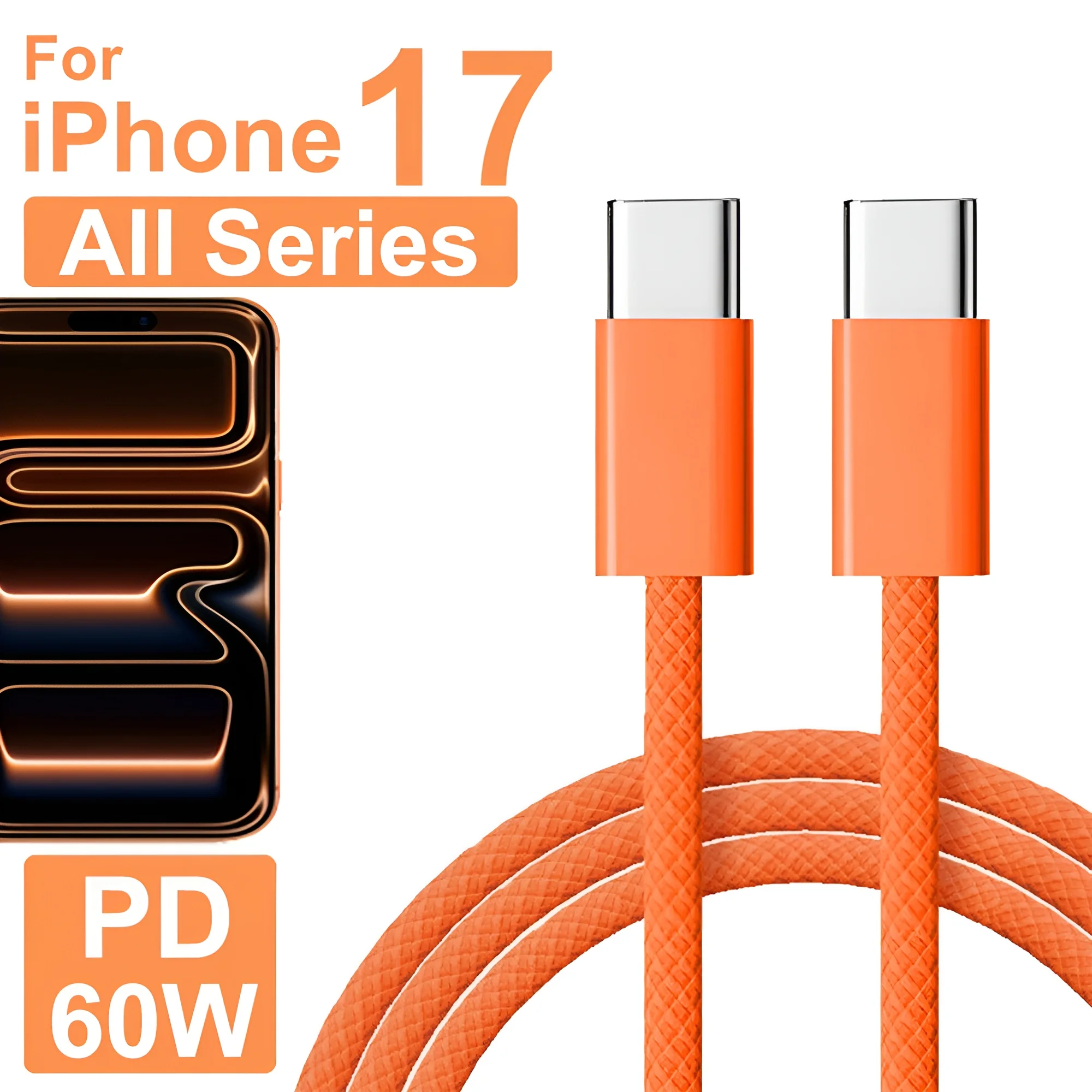 

For iPhone 17 Pro Max PD 60W USB C To Type C Fast Charging Cable For Apple iPhone 16 15 Plus Air Quick Charge Phone Data Cables