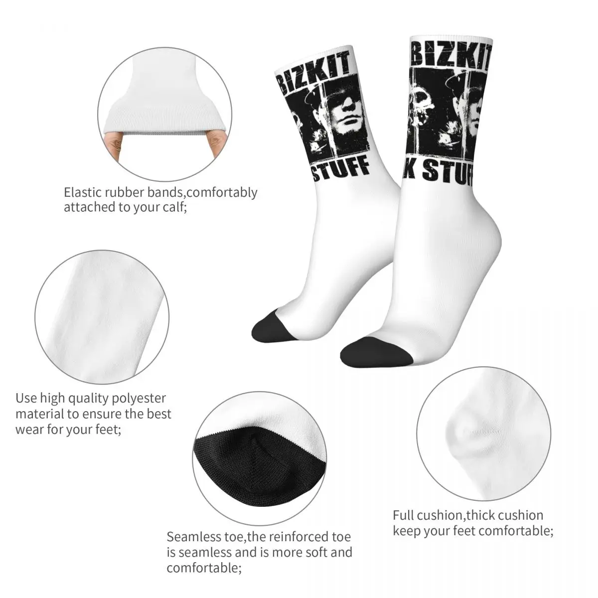 Autumn Winter Retro Unisex Limp Bizkit Vintage Pencil Style Socks Sweat Absorbing Basketball Socks