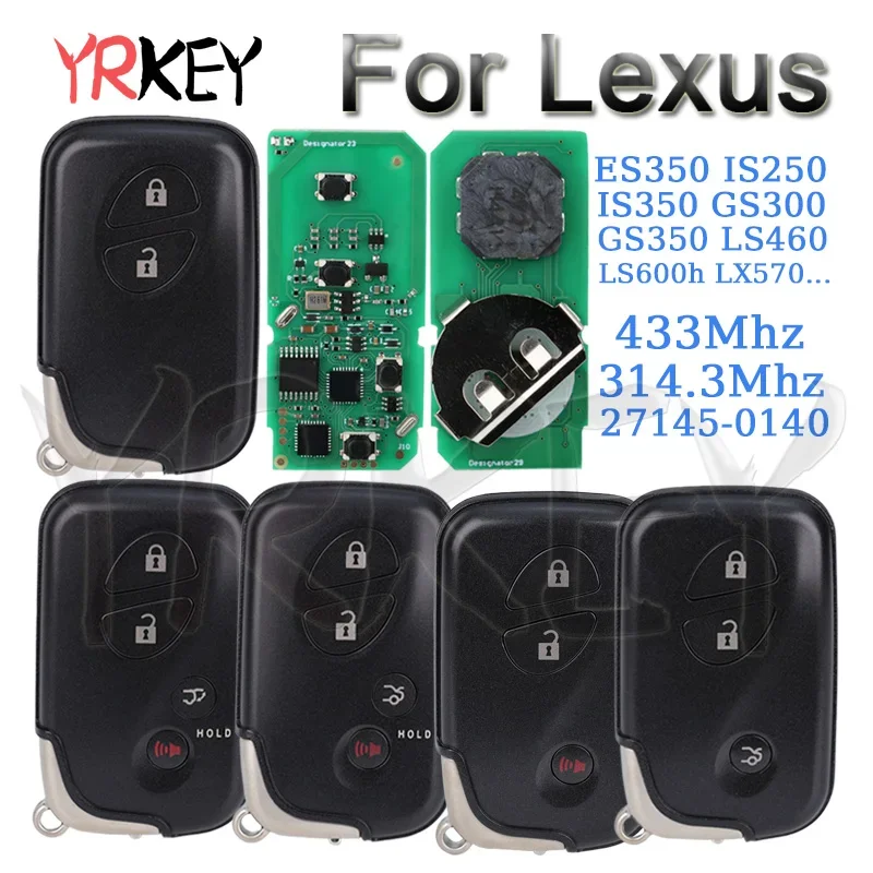 Smart Remote Key for Lexus IS350 LX570 LS460 LS600h GS300 GS350 ES350 IS250 4D Chip 314.3 /433MHz Keyless Go Fob 27145-0140