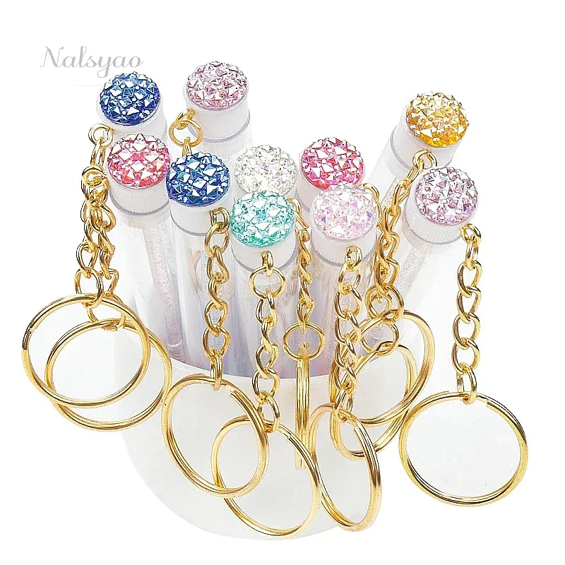 10Pcs Gold Keychain Tube Eyelash Brush Disposable Lash Extension Supplies Brow Comb Makeup Brushes