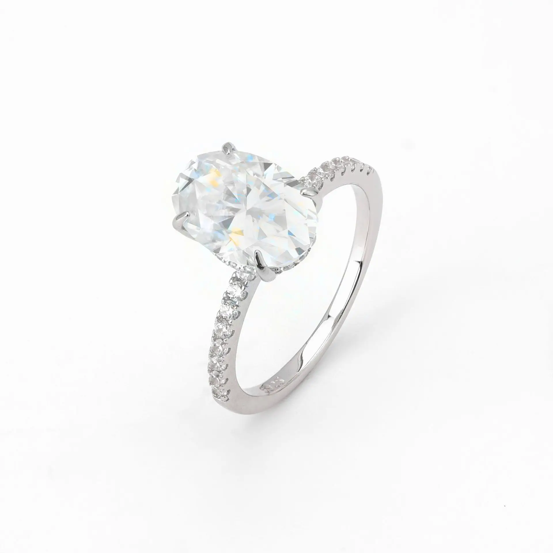 غرامة البيضاوي قطع 4.5ct مويسانيتي خاتم الماس الحقيقي 925 فضة حفل زفاف الفرقة خواتم للنساء مجوهرات الخطوبة هدية