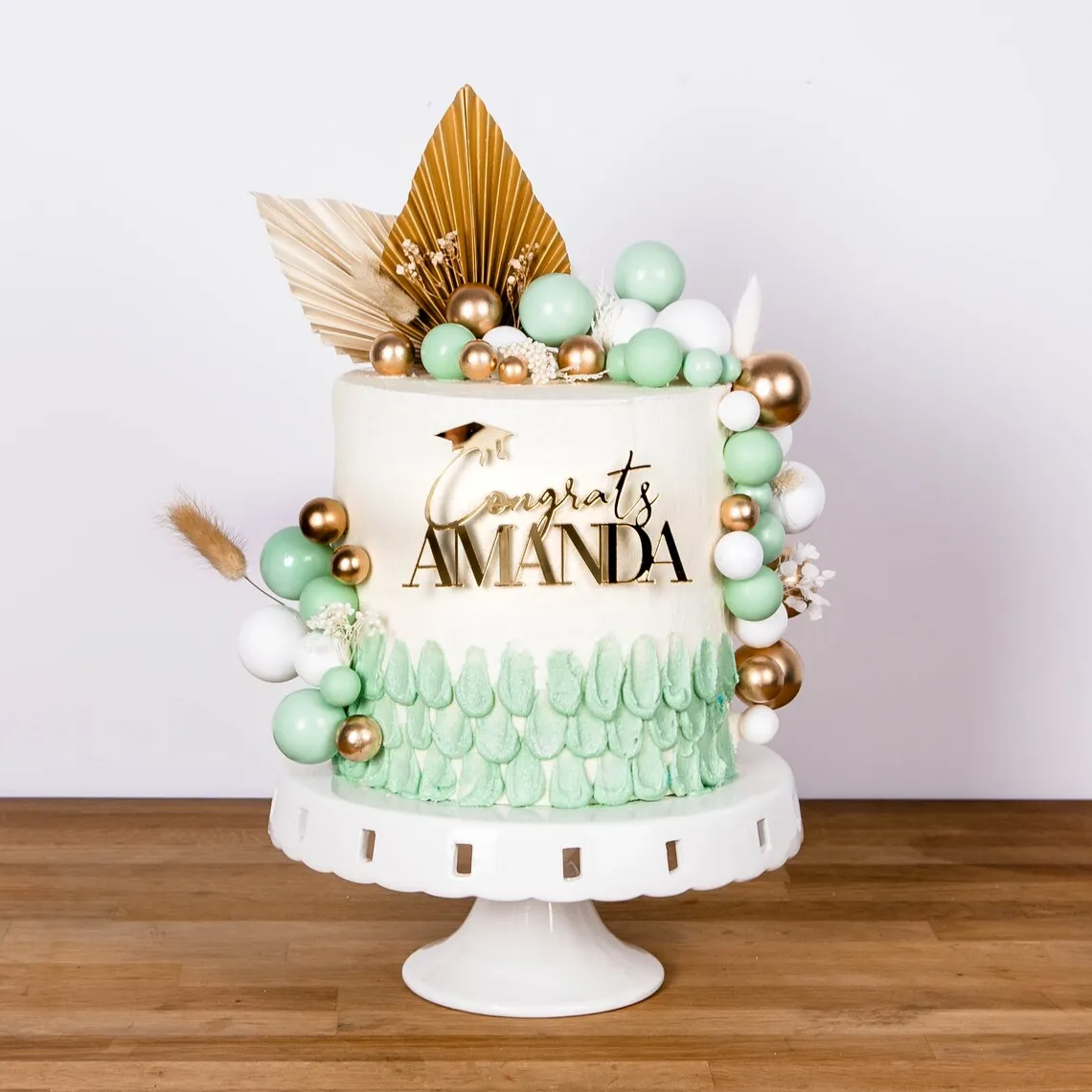 Graduation Cake Topper, Personalized Cake Topper for Graduation, Grad Cake Topper, Acrylic Gold Cake Charm, Congrats Grad