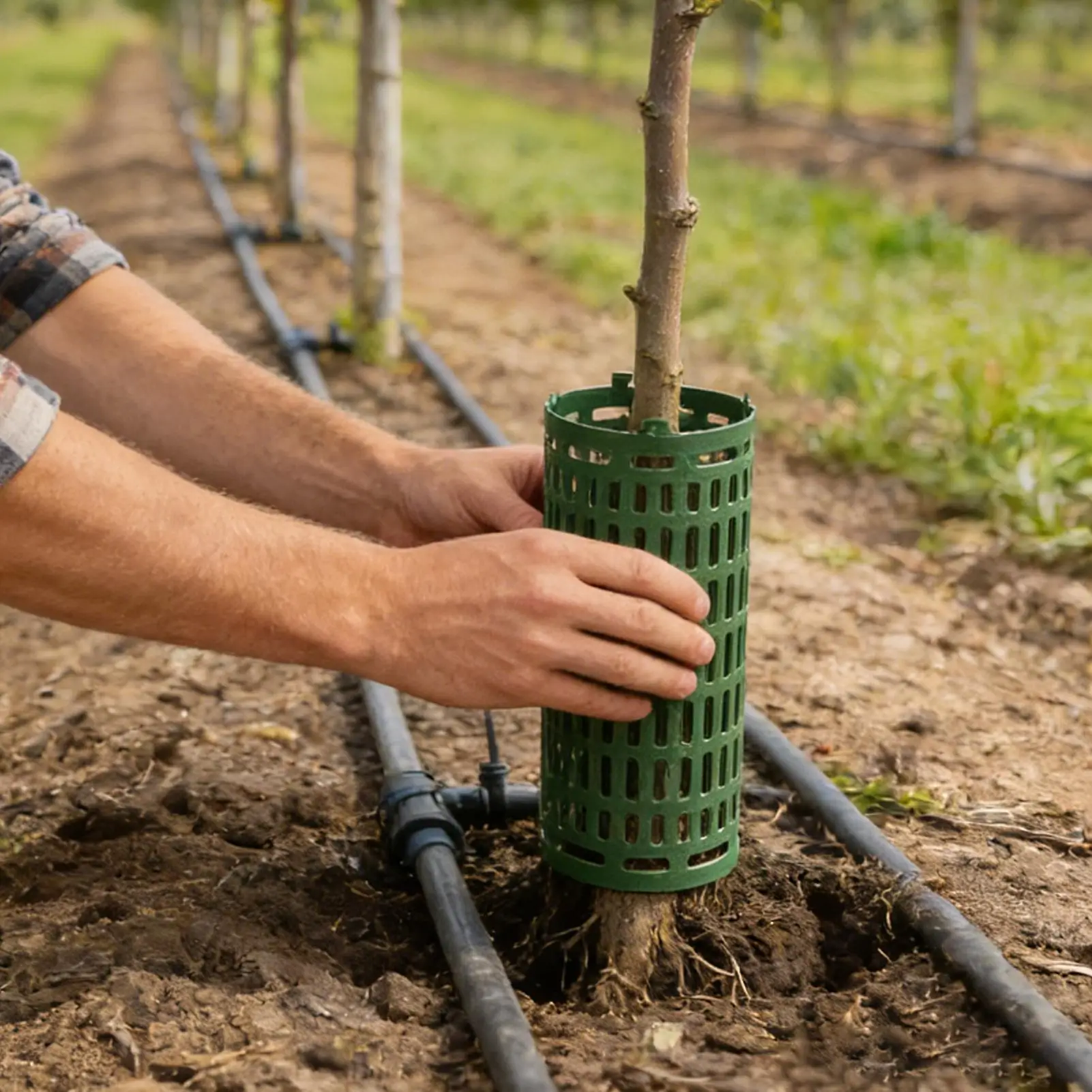 

Garden Tree Trunk Guards with 10 Ground Pegs and 20 Meters of Line Tree Bark Damage Wrap with Stakes for Backyard Driveway