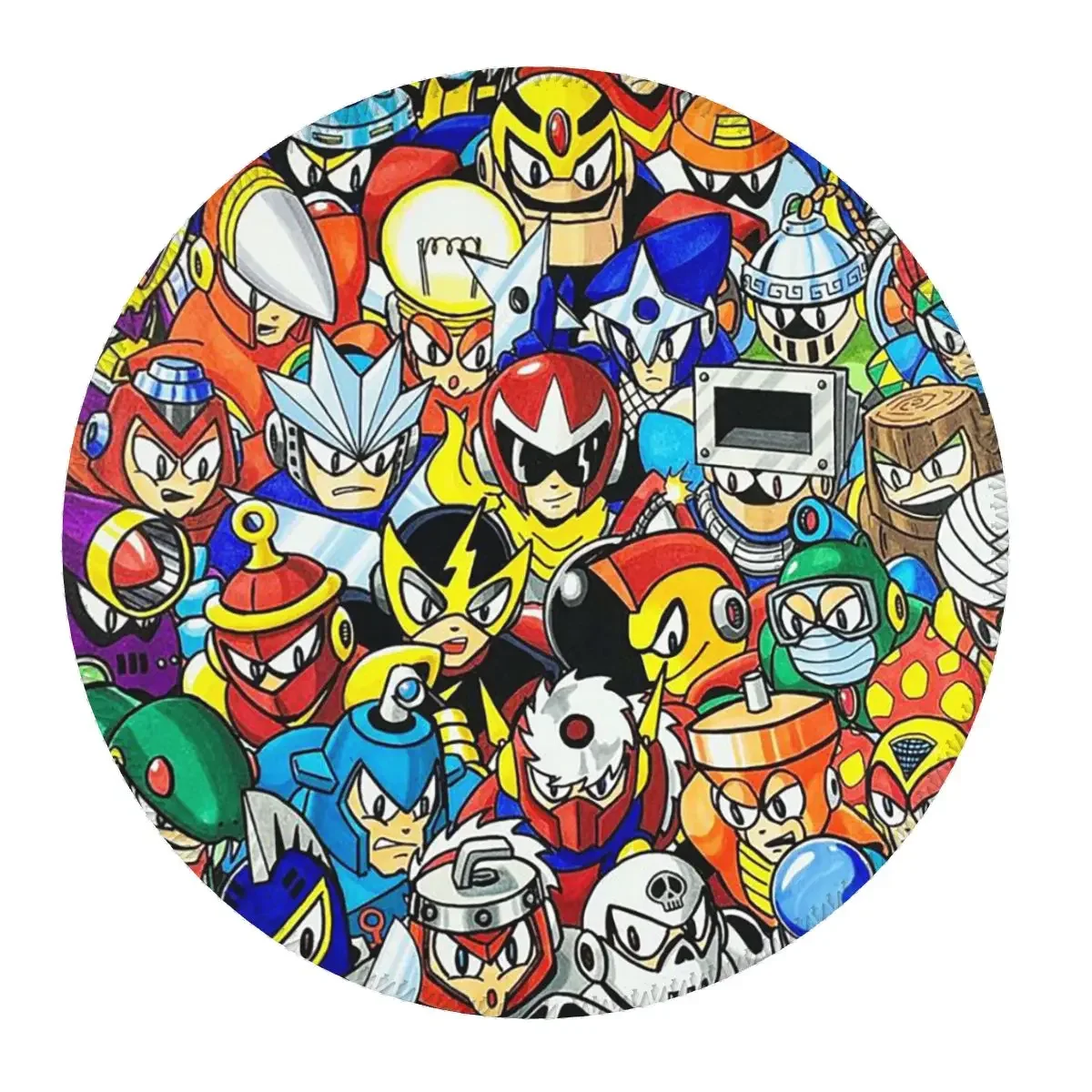 Megaman Video Game Mega Man Round Mouse Pad Computer Keyboard Mouse Mat Gaming Laptop Desk Mat Office Table Mats