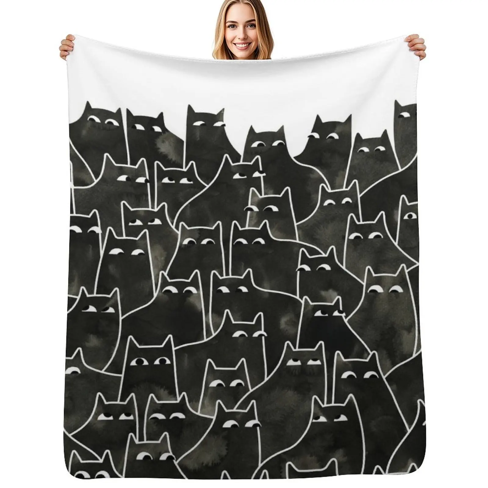 Suspicious Cats Throw Blanket Wrinkle Resistant Lightweight Blanket