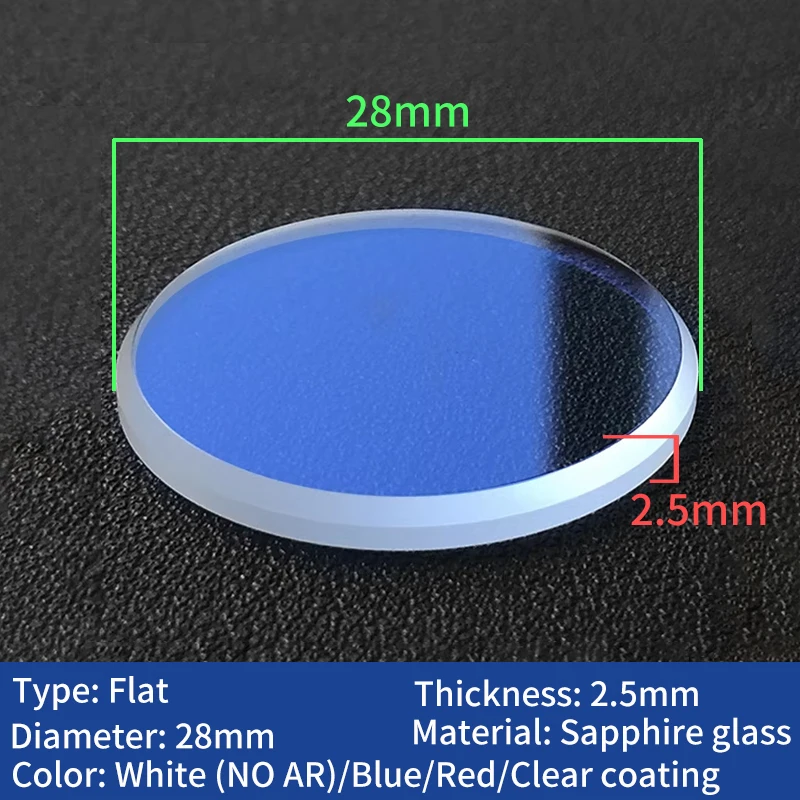 Flat Watch Reflective Glass For SKX013 SKX015 Blue/Red/Clear AR Coating Sapphire Crystal 28*2.5mm Big Chamfer Mod Accessories