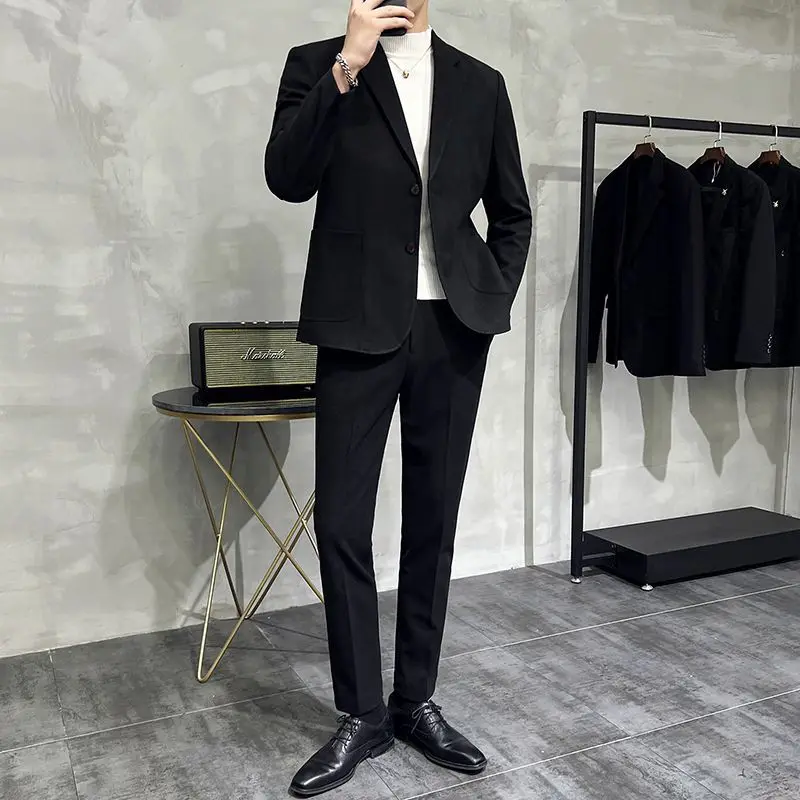 F680234 Thick woolen casual groom suit men\'s suit Korean version slim British style handsome dress