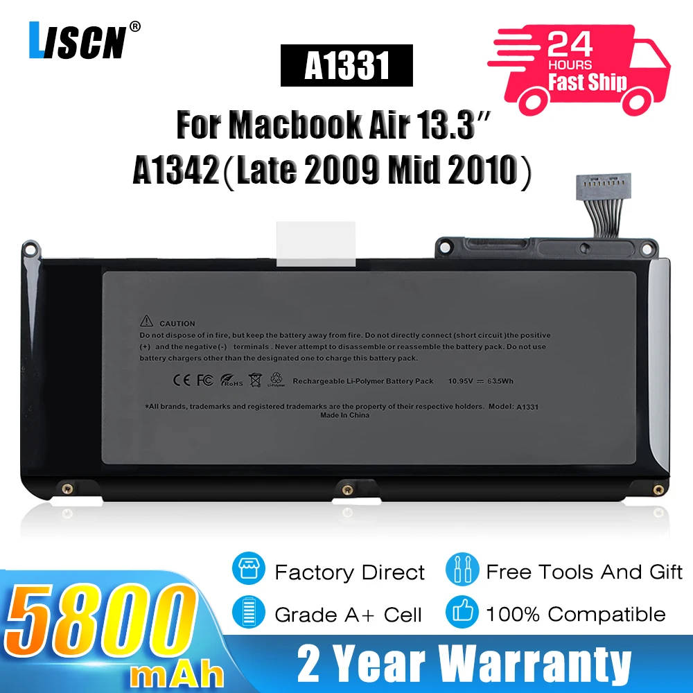 

LISCN A1331 Laptop Battery For Apple MacBook Unibody 13" A1342 (Late 2009 Mid 2010) MC207LL/A MC516LL/A MC233LL/A 020-6809-A