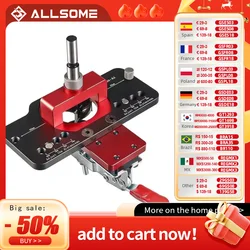 Allsome 35mm Concealed Hinge Jig Kit Woodworking Hole Drilling Guide Locator,Aluminum Alloy Hole Opener Tools Puncher Template