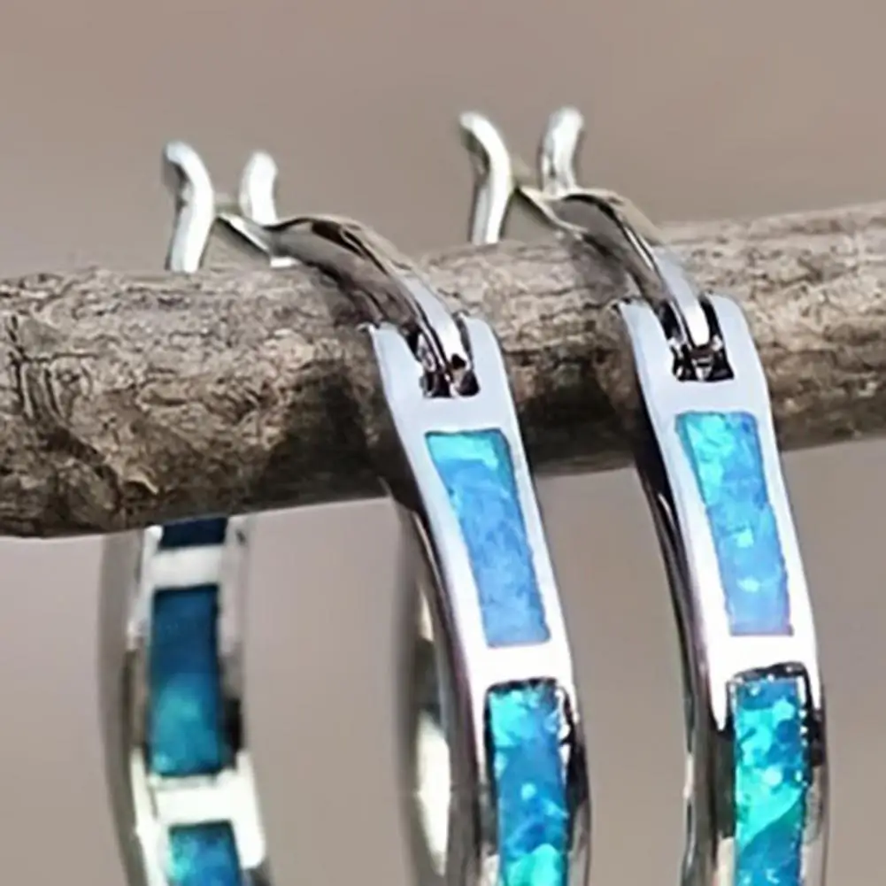 1 زوج سيدة هوب أقراط فو Moonstone شكل دائرة مستديرة السلس سبيكة عيد ميلاد الذكرى عيد الحب هدية الأذن مجوهرات