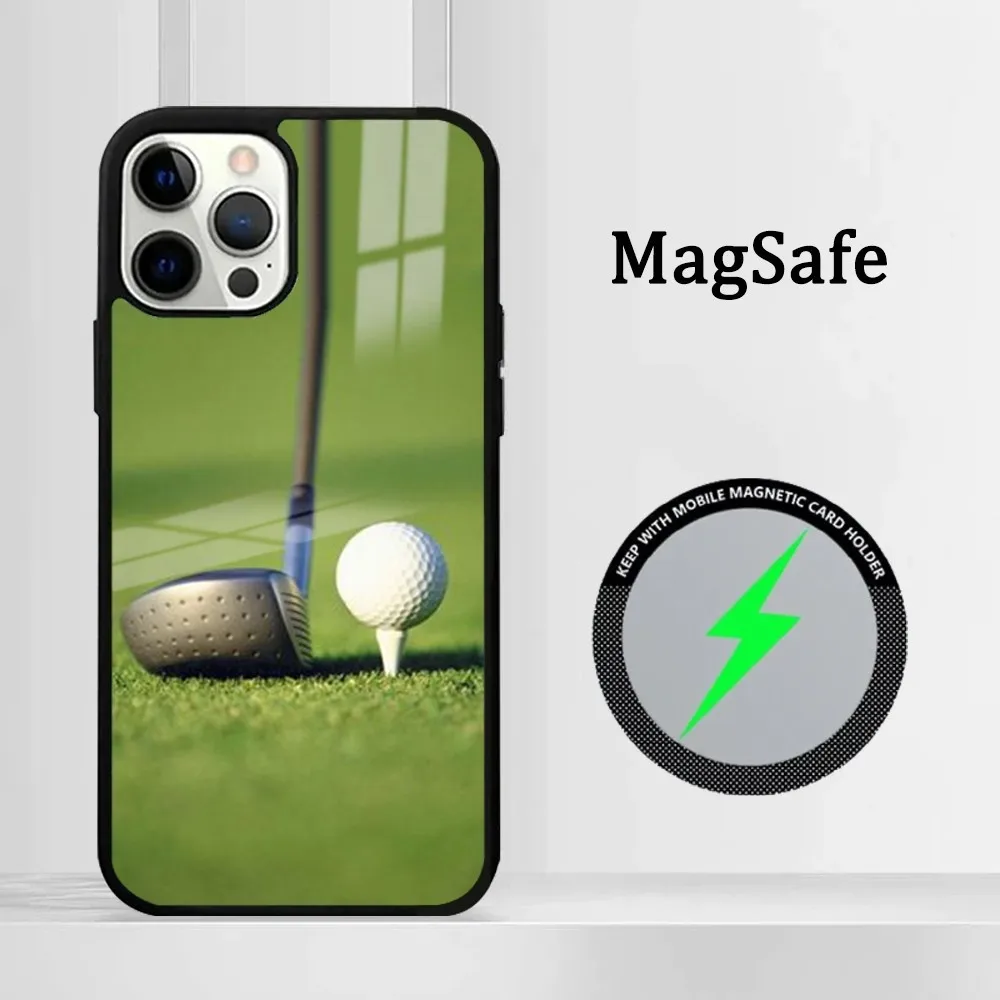 Sport Golf Ball Course Field Phone Case For iPhone 15 14 13 12 11 Pro Max Plus Mini Mirror Magnetic Cover