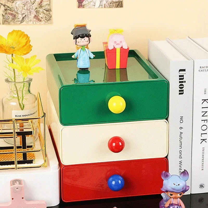 

Multi-functional Desktop Drawer Storage Boxes Colorful Dopamine Stationery Cosmetics Sundry Box Home Desk Stackable Organizer