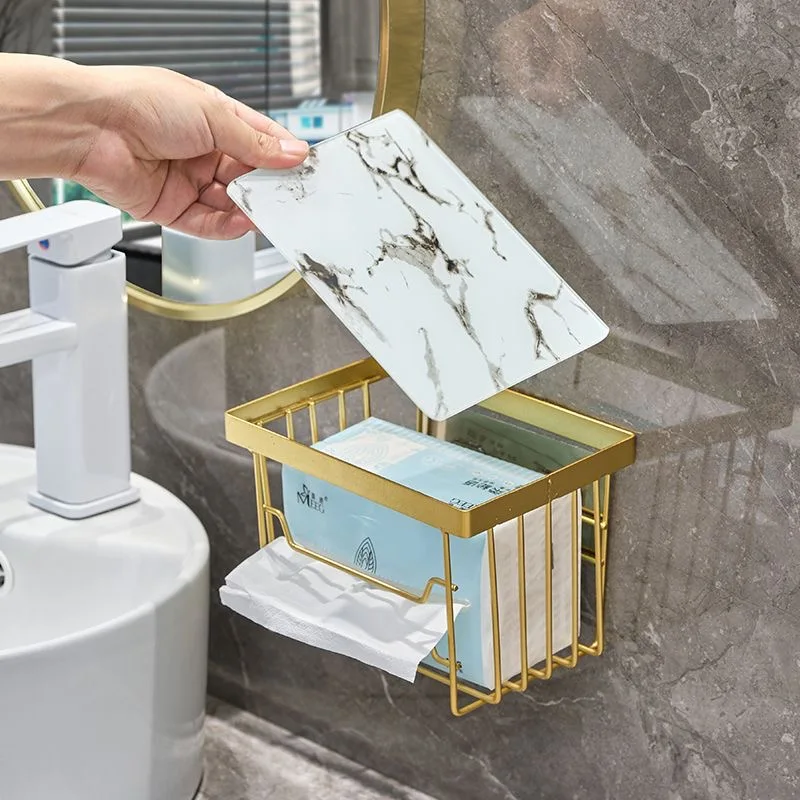 XINCHEN Light Luxury Bathroom Tissue Box Rack Free Punching Wall Hanging Bathroom Toilet Wall Aromatherapy Paper Tray