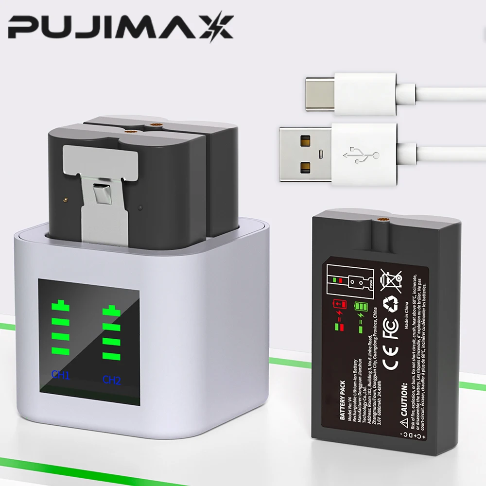 

PUJIMAX 6800mAh V4 Battery For Ring Video Doorbell 3.65V Li-ion Battery Charger Compatible with Ring Video Doorbell 1/2/3/3 Plus