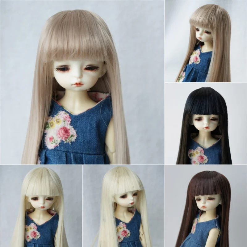 

JD237 1/12 1/8 1/6 1/4 1/3 Heat Resistance BJD Wigs Long Straight with Full Bangs Doll Hair OB11 YOSD MSD SD DOLL Accessories