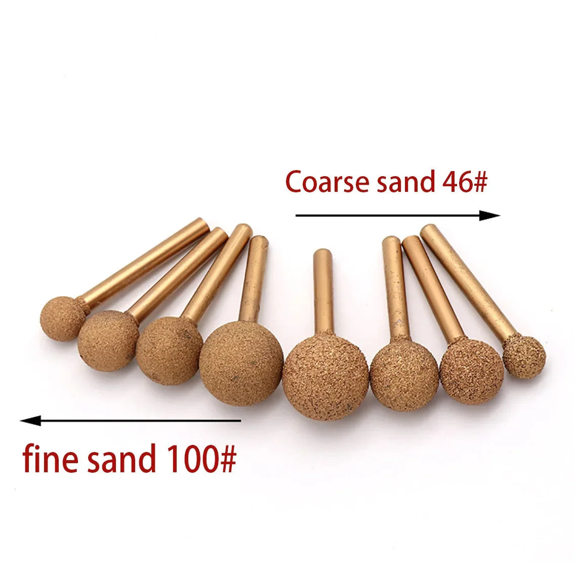 Diamond Grinding Headwith Handle Spherical Alloy Grinding Head With Coarse Sand Fine Sand For Metal/Jade/Glass/Finely Polished