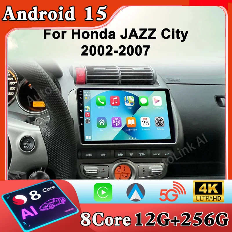 

Android 16 Car Radio For HONDA JAZZ City 2002-2007 Stereo Multimedia Audio Video Player Carplay Auto 2Din DVD Head Unit