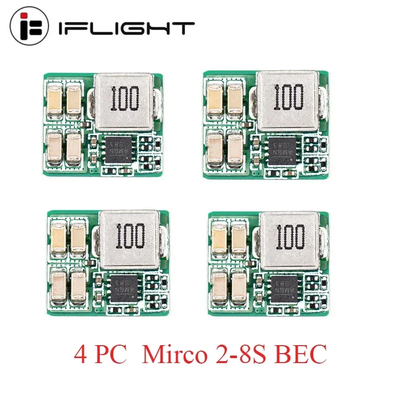 4pcs iFlight Mirco 2-8S BEC Voltage regulator module 5V/12V Output / 5V-36V Input Step-down switch mode for FPV Racing Drone