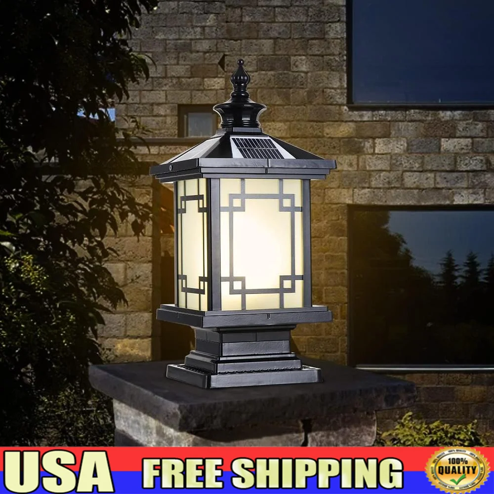 

LED Solar Post Light Waterproof Aluminum Outdoor Column Lamp Remote Control Dimmable IP65 Smart Light Sensing Garden Fence