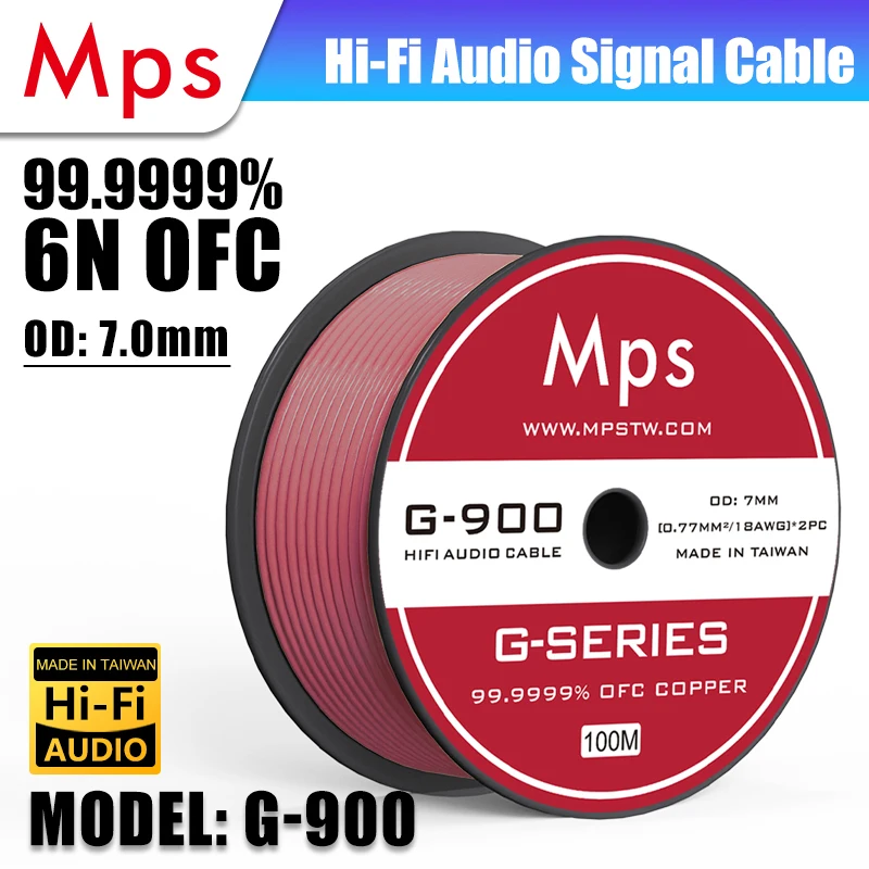 HiFi MPS G-900 99,9999% kabel OFC Audio RCA 18AWG Subwoofer XLR przewód balansowy sygnału linia łącząca wyprodukowana w Tajwanie