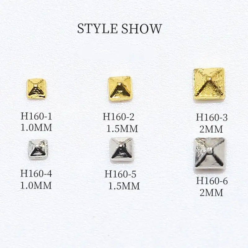 200 قطعة برشام معدني مسمار زخرفة الذهب/الفضة السحر 1/1.5/2/3 مللي متر مربع الشرير المسامير ترصيع تلميح الديكور Crafts بها بنفسك الحرف مانيكير #6