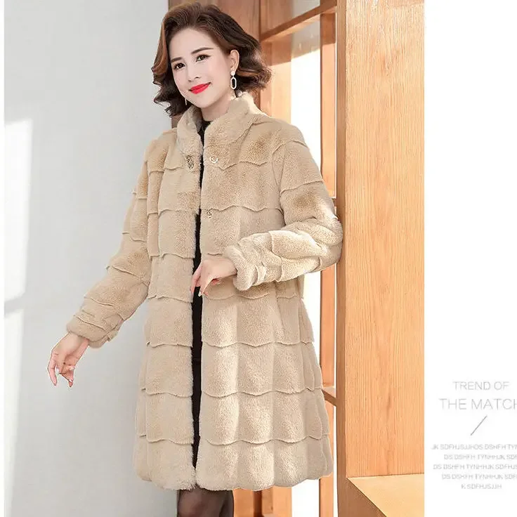 Fur High-end Rich Wife Mother Medium to Long Style New Danish Mink Coat Faux Fur Coat Women's Thick