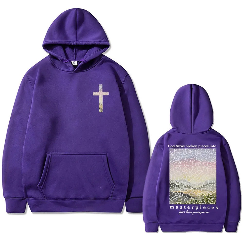 Christian Jesus God Turns Beoken Pieces Into Masterpieces Bible Verse Hoodie Men Women's Hip Hop Fashion Oversized Sweatshirt