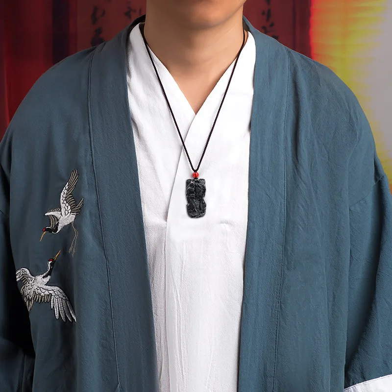 Jiale/ Natural Burmese Ice Species Black Jade Ruyi Pixiu Pendant Fine Jewelry Accessories Necklace for Men  Women Fashion Gift