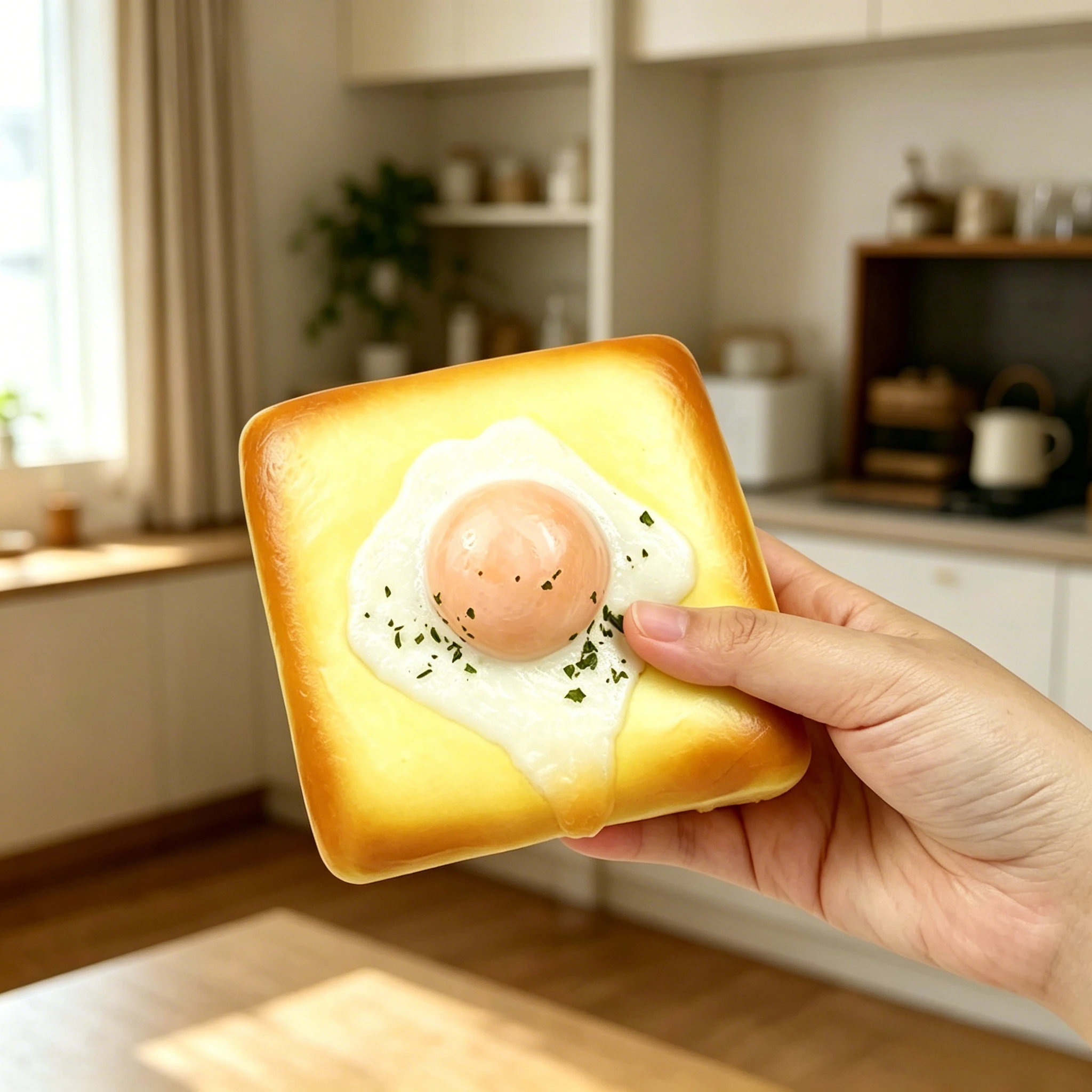 Cute Fried Egg Toast Squishy Slow Rising Stress Relief Toy, Soft Squeeze Bread Fidget Toy, Funny Simulation Food Decompression Squishies, Kids Adults Anxiety Relief Sensory Toy, Novelty Christmas Birthday Gift Decor