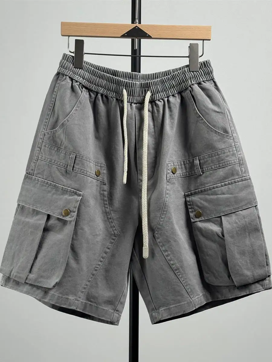 

Мужские рабочие брюки большого размера, прямые, с пятью карманами, повседневные, средней длины, в стиле ретро, универсальные, свободного кроя, весна-лето