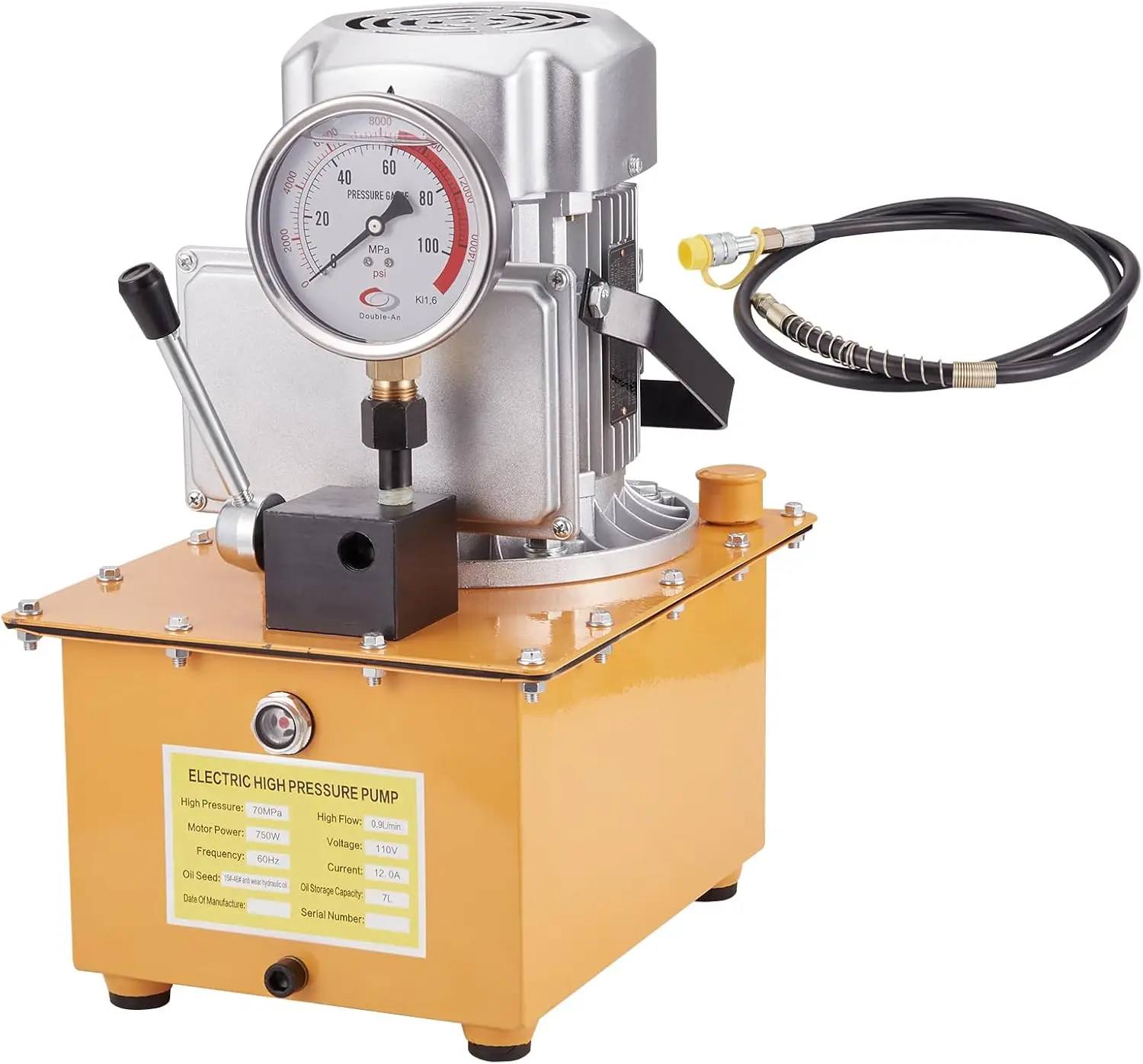 Electric Driven Hydraulic Pump  Manual Valve Hydraulic Power Unit 750W 110V Single Acting Hydraulic Electric Pump 8L Tank