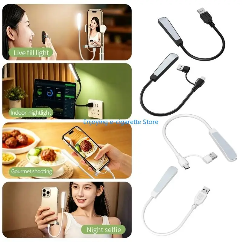 USB Type C LED Light Book Light Flexible Portable Night Light Adjustable Lamp for Laptop Notebook Reading Night Light