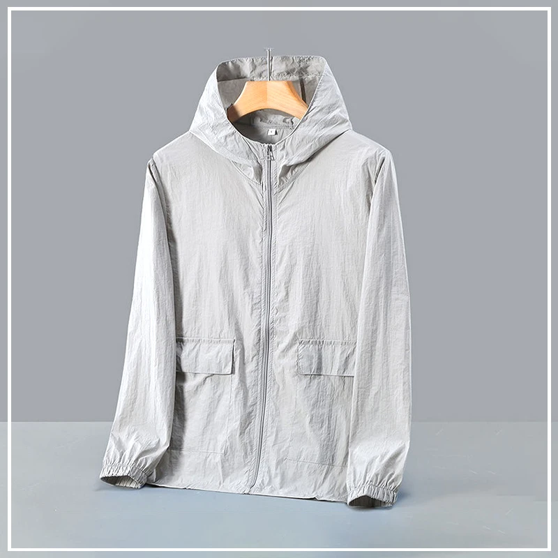 

2024 Summer Fashion Trend Casual Loose and Simple Solid Color Quick Drying Ice Silk Long Sleeved Hooded Sun Protection Jacket