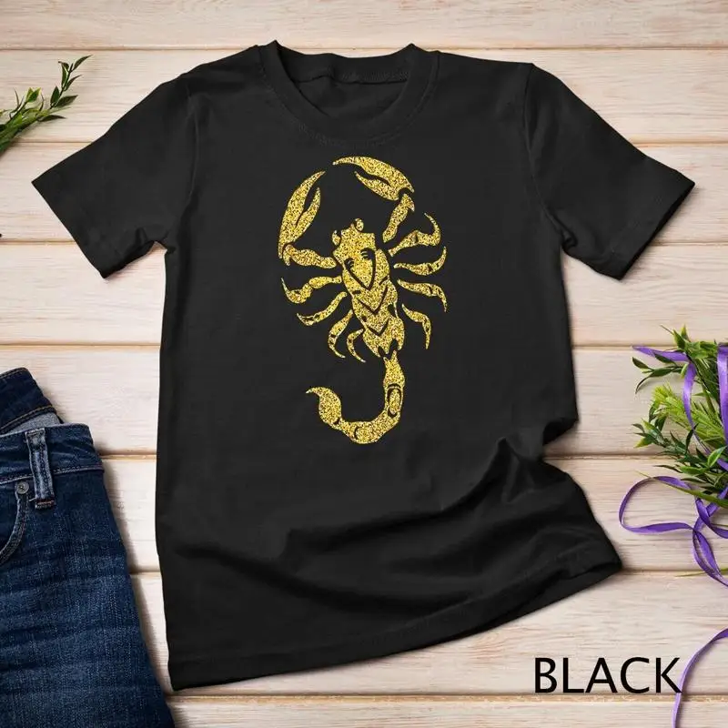 Camiseta Unisex con horóscopo del zodiaco y escorpión dorado