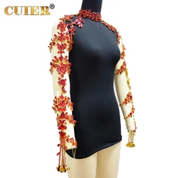 CUIER Both Arm Shoulder Jewelry for Men Women Stage Accessories Body Chain 4 Rings on each side