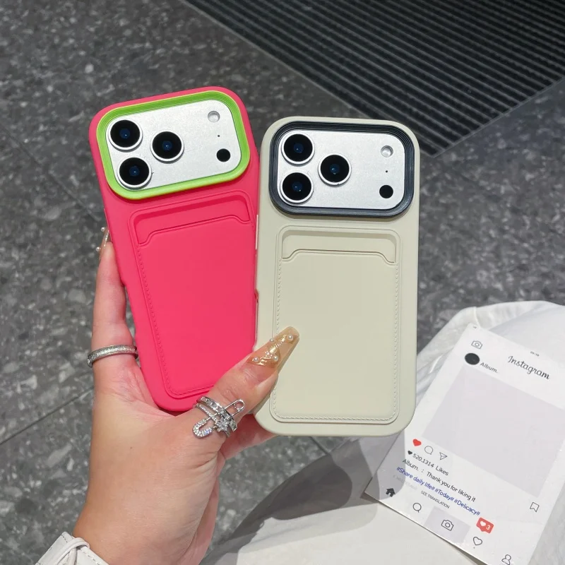 فاخر سيليكون فتحة للبطاقات محفظة جراب هاتف آيفون 17 الهواء 16 15 14 13 12 11 برو ماكس للصدمات ماتي الجلد ودية غطاء ناعم #2