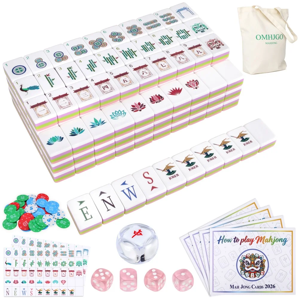 2026 Hot-Selling Modern Mahjong Set of 160pcs 32mm Acrylic Engraving American Mahjong Tiles Card Aldult Entertainment Board Game
